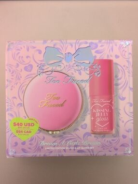 Too Faced Dream A Little Dream Blush And Gloss Set, NEW